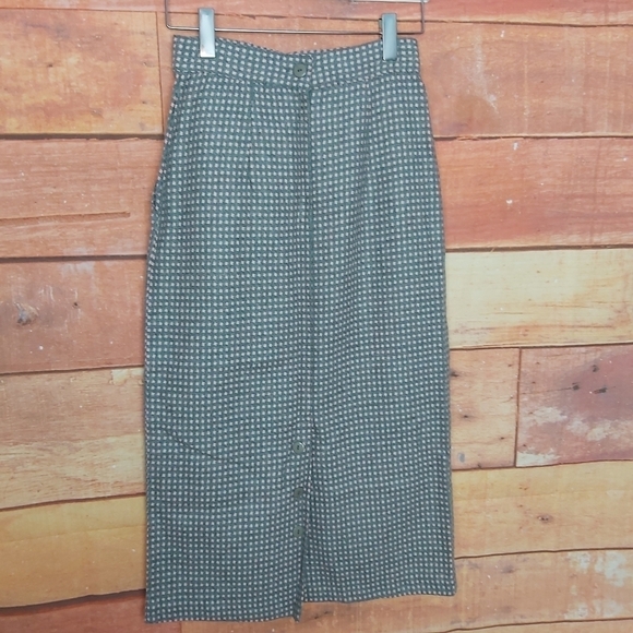 Vintage woolblend gray and pink high waisted maxi skirt Madenin Canada Size 9 - Picture 5 of 9